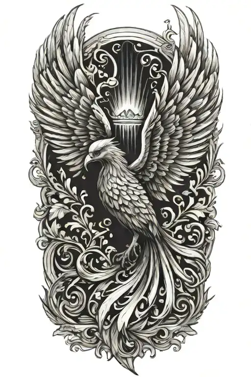 Phoenix With Wings Above Head
