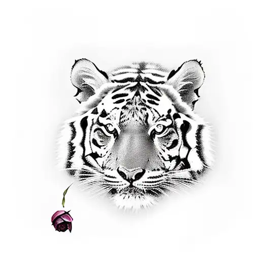 Black Rose With Tiger And A Jaguar With Protea
