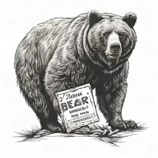 Bear Standing Holding Sign