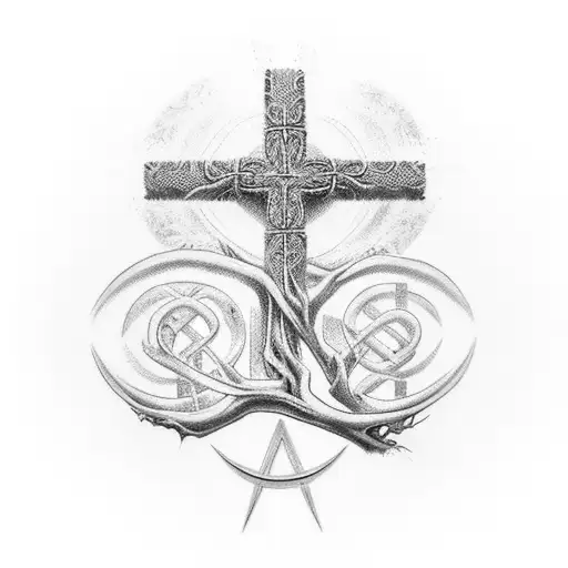 Christian Cross With A Poison Tree