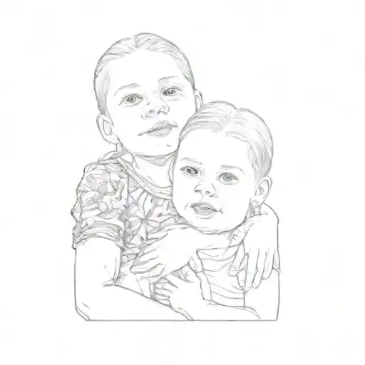 Two Little Girls Hugging Each Other Representing Strength