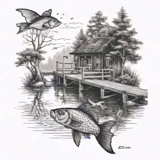 Polish Fish On A Pier In The Middle Of The Forest By The River