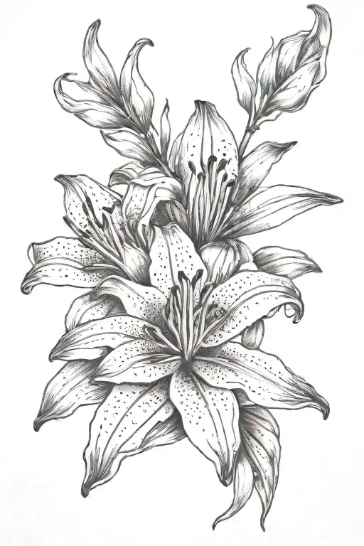 Orange Tiger Lily Thigh Tattoo In Color