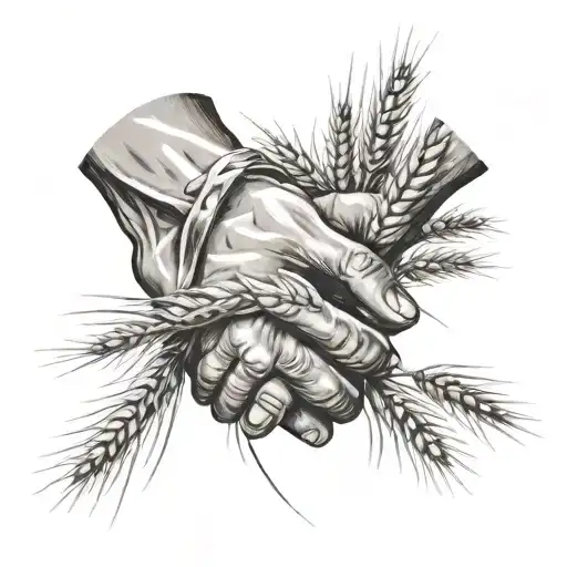 Hands Holding Sheaves Of Wheat