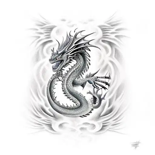 Dragon Breathing Fire At Phoenix