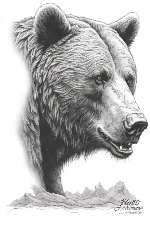 Bear Head Half Calm Side Half Aggressive Side Profile