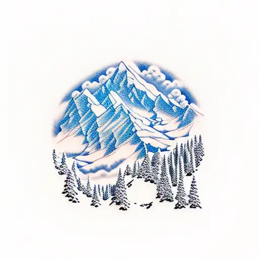 A Majestic Snow-capped Mountain Range With A Hidden Golf Course Nestled In Between