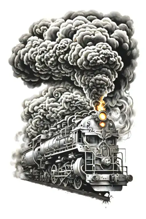 Train Engine With Smoke Turning Into Skull