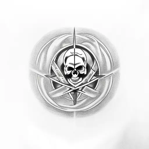 A Skull With The Deathly Hallows Symbol Integrated In A Realistic Style