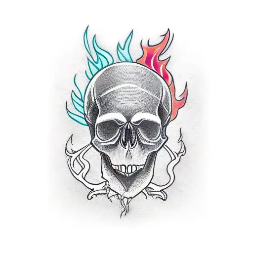 Skull With Flame Outside
