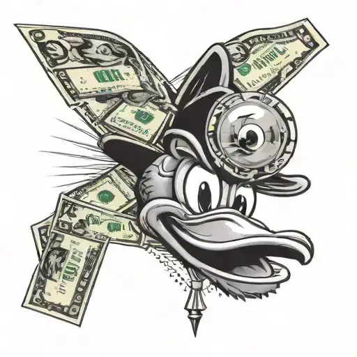 Gangster Daffy Duck Face With Dollar Sign Eyeballs