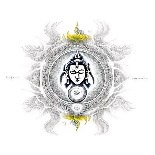 Lord Shiva Moon Sun And Calm