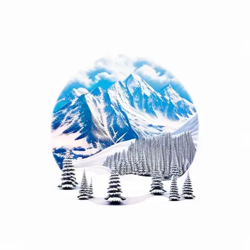 A Majestic Snow-capped Mountain Range With A Hidden Golf Course Nestled In Between