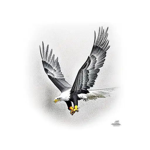 Eagle Flying Over Wheat Field