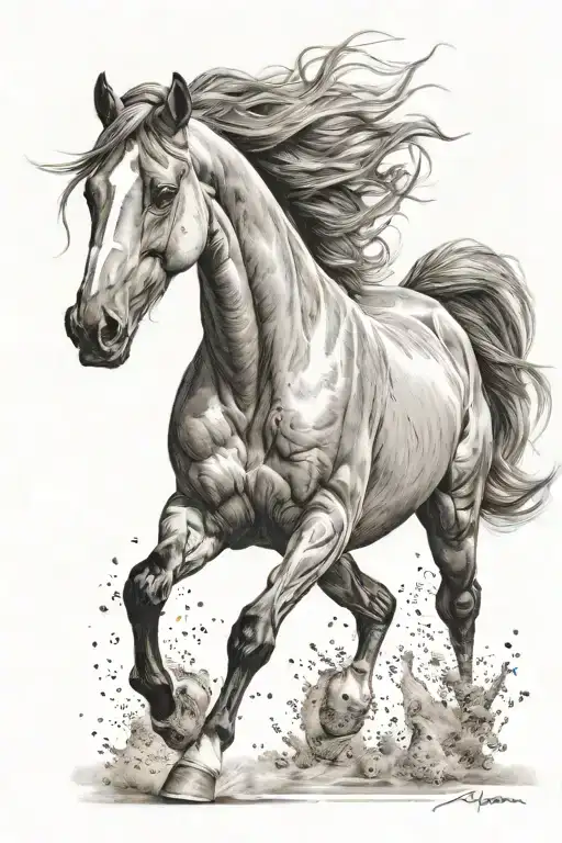 Running Horse With Long Mane