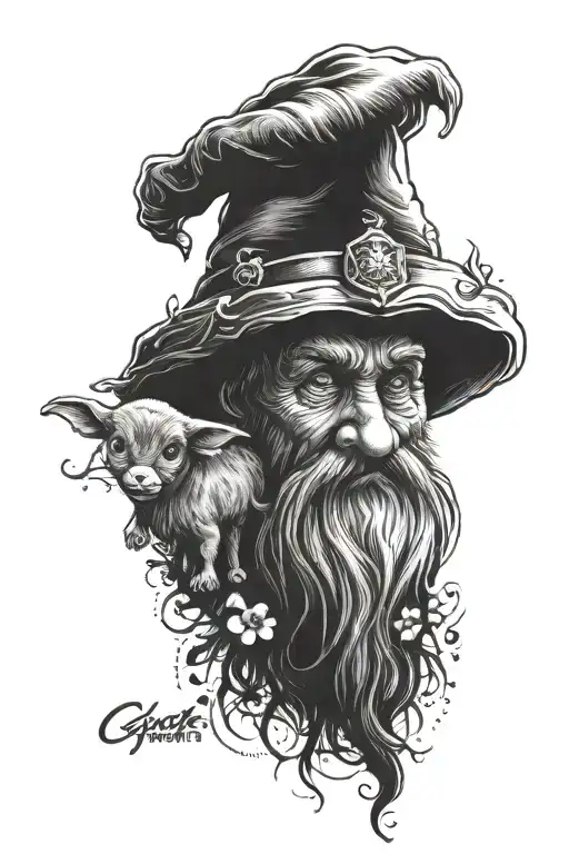 Dark Gnome Calf Sized Tatto