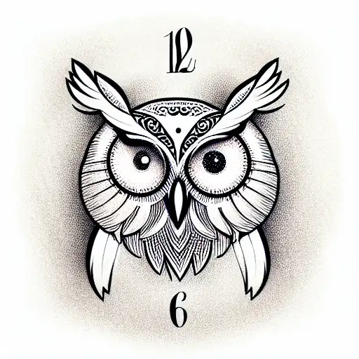 Owl Holding A Clock