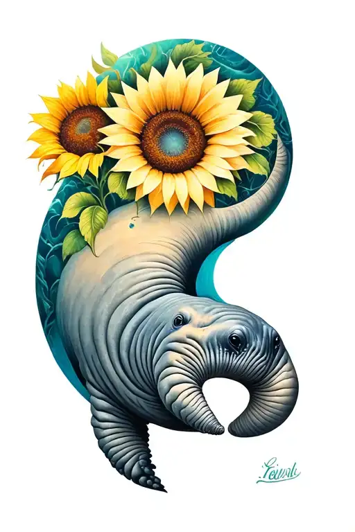 Manatee Sunflower In Semicolon Shape