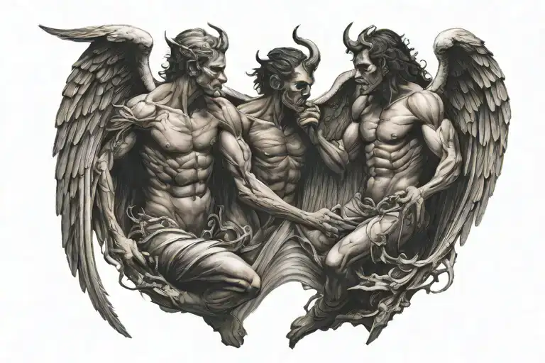 Angel And Devil Fighting Dark Figuers