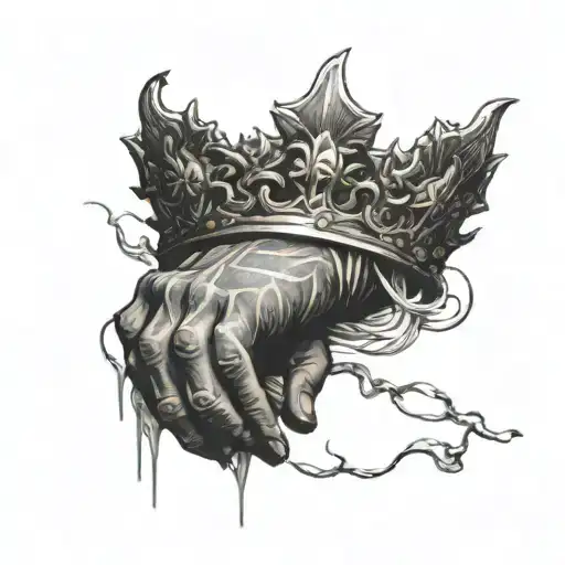 God Hands With Throned Crown Surrounded By Dolves