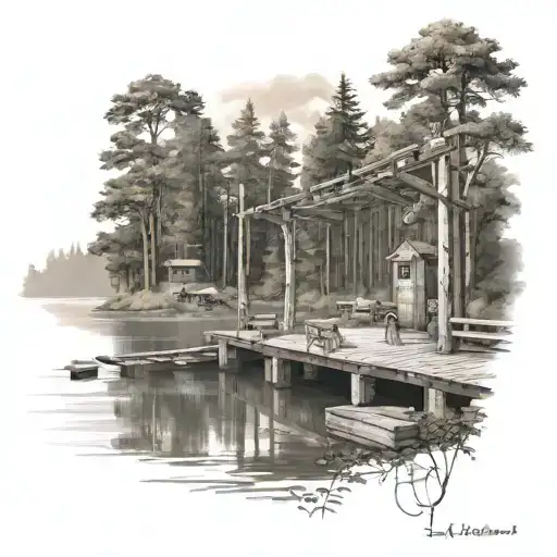 Polish Fisch Pier In The Middle Of The Forest By The Lake