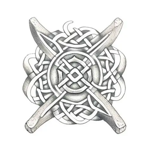 Firefighter's Axe Intertwined With A Celtic Knot