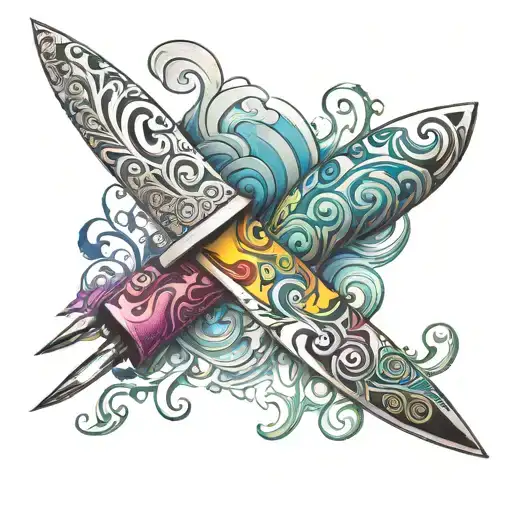 A Chef's Knife Morphing Into A Psychedelic Swirl