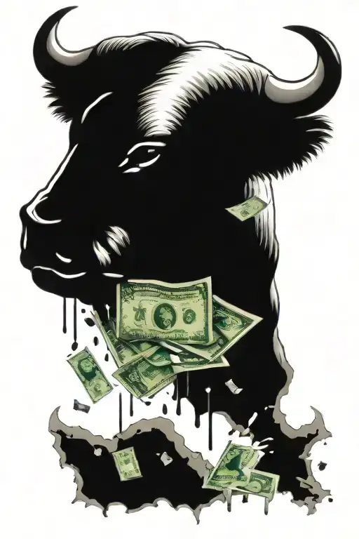 Bull Head And Money Raining