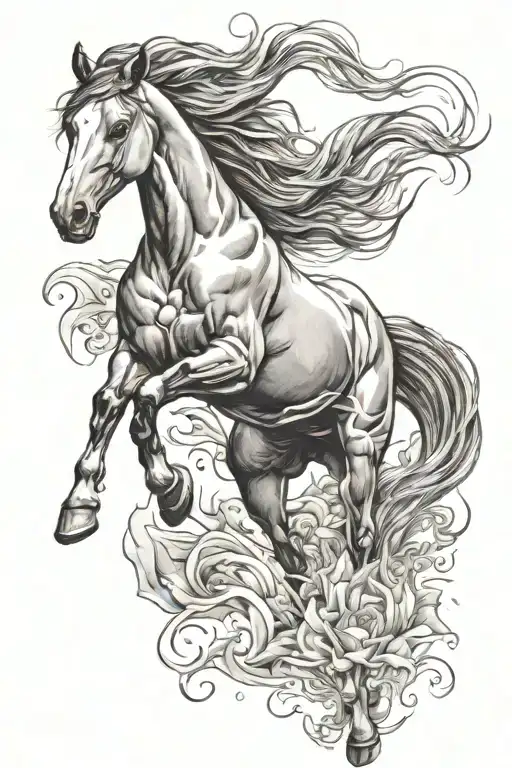 Horse Galloping Flowing Mane