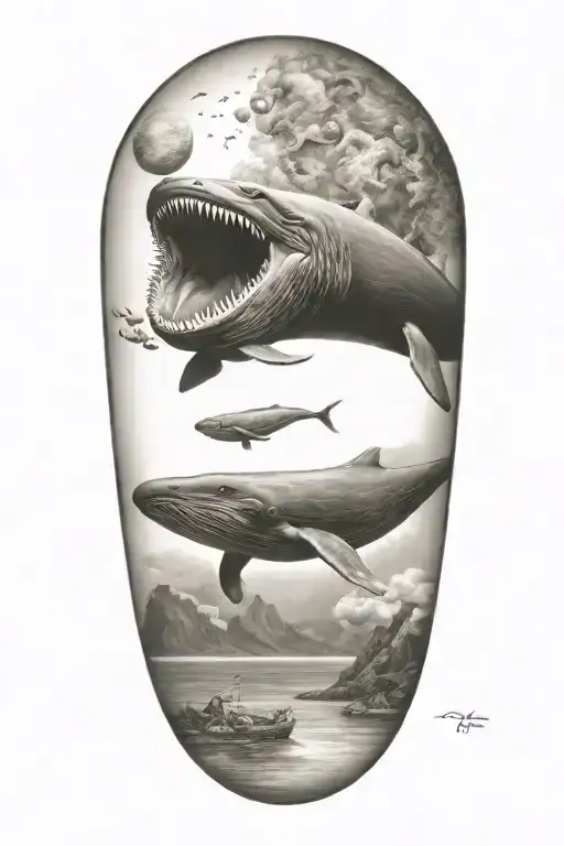 Sperm Whale Several Miles Above The Surface Of An Alien Planet