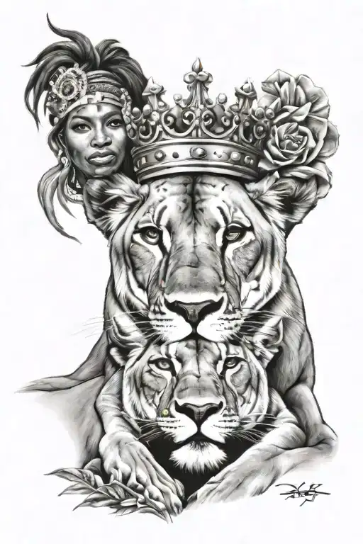 Lioness And African American Queen Crown