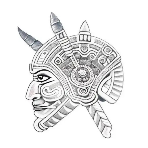 Mayan Warrior Wearing Jaguar Headdress