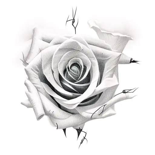 Rose Sleeve With Thorns Embedded In Skin