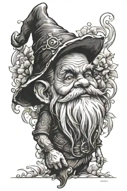 Dark Gnome Calf Sized Tatto