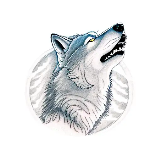 A Wolf Howling At A Full Moon With Musical Notes Forming The Shape Of The Moon