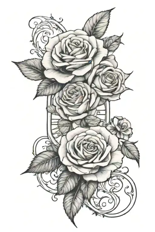 Roses And Roman Numerals Surrounded