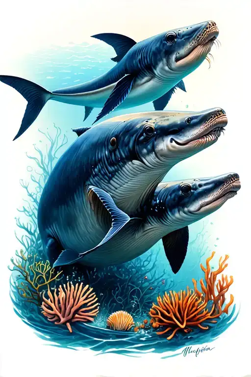 Under Ocean Mammal Scene