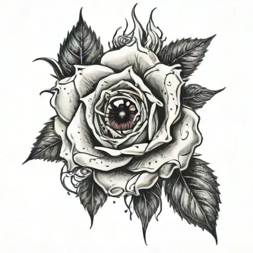 Bleeding Rose With Weeping Eye In The Middle
