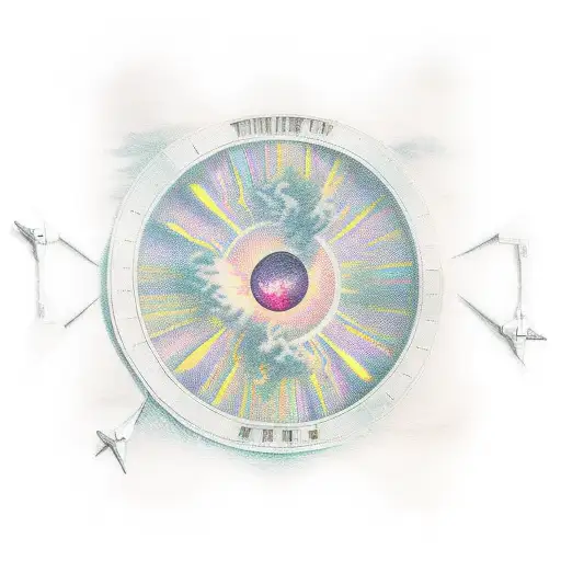 Sunset In Top-right Over Green Bay With Rock In Bottom Left