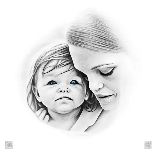 Mother Holds A Child In Her Arms