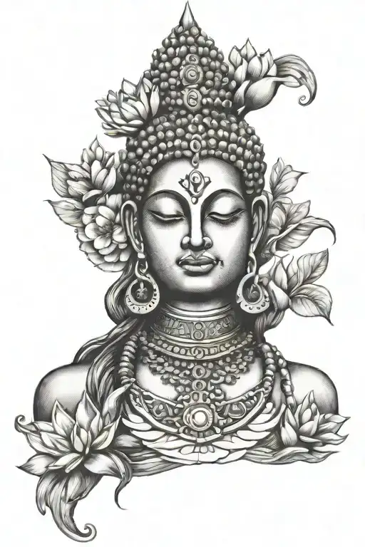 Rudraksh And Lotus Flower Shiva Forhead Three Line