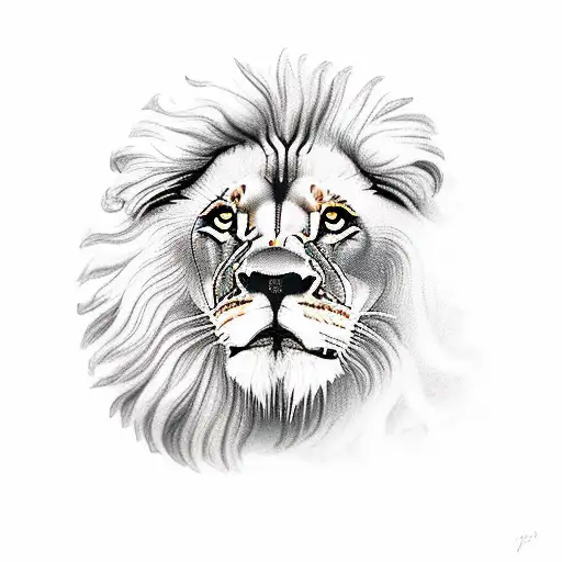 Small Lion With Adult Lion Reflected In A Puddle Of Water