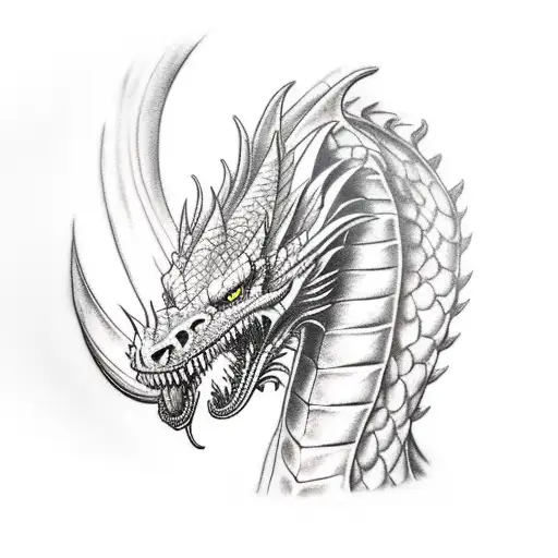 A Realistic Tattoo Of A Dragon Breathing Fire Onto A Film Strip
