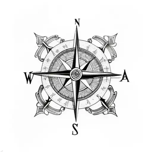 Compass Rose With Vikings Runes