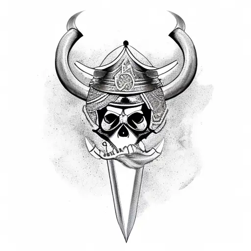 Arabian Skull With Mustache And 2 Swords