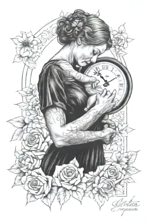 Angle Baby Watching Over Grieving Mother Mary