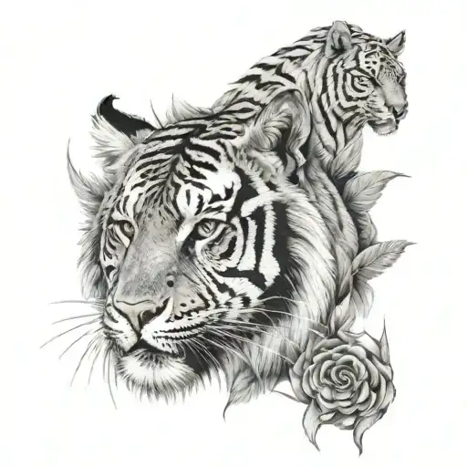 Wold With Owl With Tiger Surrounded