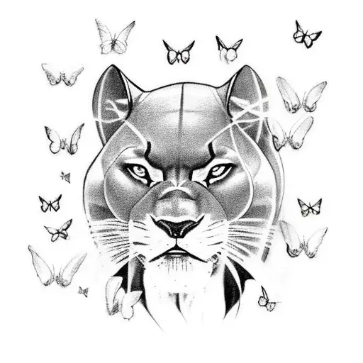 Black Panther Wirh Butterflies