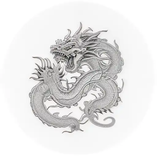 Japanese Dragon And Foo Dog Leg Sleeve