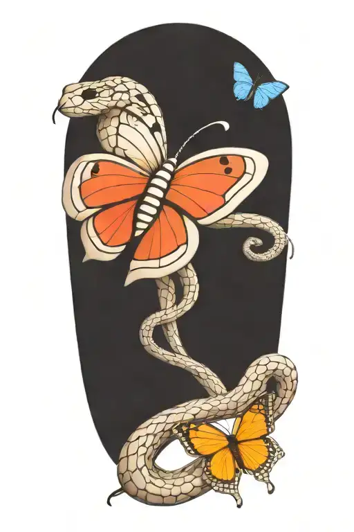 Snake And Butterfly Resting